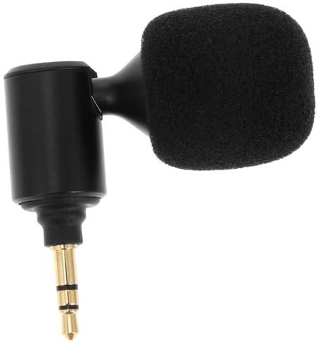 NOLITOY Live Streaming Mikrofon 3, 5-mm Stereo Biegsam Schwarz Metall | Aufnahme für Video und Anruf, mit Schaumstoffhülle, Tragbar für Laptop