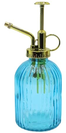 Gurtt Glas-Sprühflasche für Pflanzen, 320 ml, Vintage-Sprühflasche mit Druckknopf, Gießflasche für Sukkulenten mit Pumpverschluss für Pflanzen, Blumen und Sukkulenten (Himmelblau)