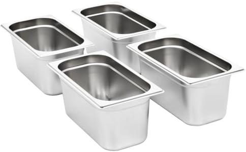 Generico Contenitori Gastronorm 4 pz GN 1/3 150 mm in Acciaio Inox,Argento,3.43kg,50896
