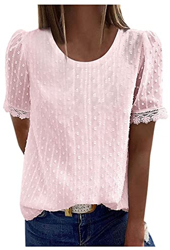 Generisch Chemisier pour femme SolidPartyFashion Top, Rose, XL
