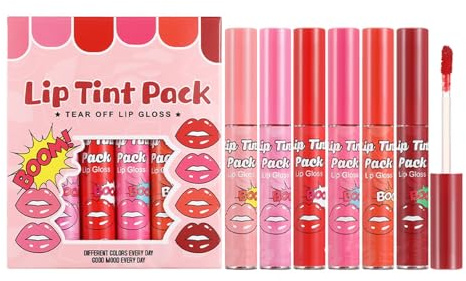Peel Off Lip Stain Set - 6 Colors Lip Tint Peel Off Set - Transfer proof Lip Stain Matte Finish - Non-sticky Tattoo Lip Tint - Waterproof Lip Gloss Gift Set for Women Long Lasting