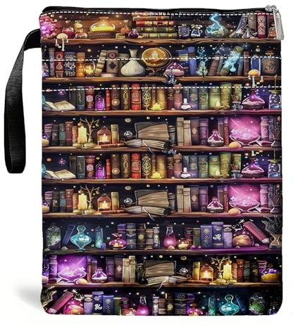 Book Sleeve, Magical Bookshelf Book Pouch with Zipper and Rope 11.8 * 7.8in