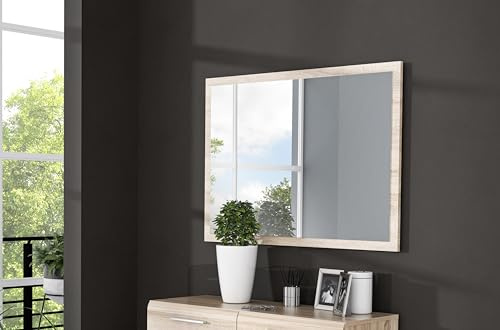 FORTE COMBINO Spezial Spiegel 100, Moderner Spiegel, Holzwerkstoff, Sonoma Eiche Holzdekor, 100 cm breit x 70 cm hoch x 1,8 cm tief