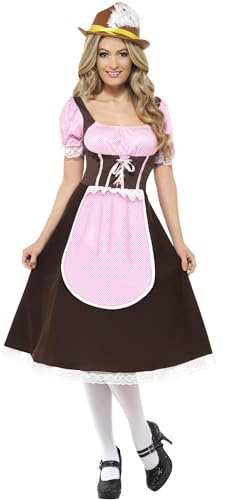 Smiffys Costume de tavernière, marron, robe longue avec tablier intégré Halloween