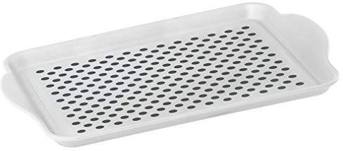 OGGI Anti Slip Serving Tray with Handles- White Rectangle Server - Ideal for Eating, Breakfast Tray, Food Tray, Appetizer, Serving
