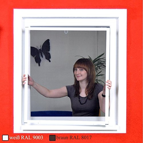 Premium Slim Fliegengitter für Fenster als Alubausatz mit Fiberglasgewebe - Profi Insektenschutz - 130 cm x 150 cm | anthrazitfarbener Rahmen