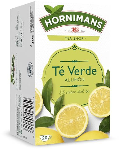 Hornimans Té Verde al Limón Ingredientes 100% Naturales | 20 bolsitas | Con Teína