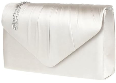 LeahWard Women's Satin Floral Clutch Bags Party Wedding Evening Handbag 8002 (Ivory)