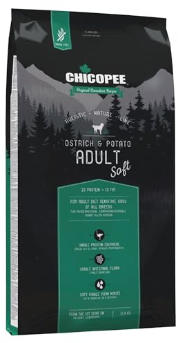 Chicopee Holistic Nature Line | Soft Adult | Hundefutter halbfeucht | Strauß & Kartoffel| Getreidefrei & Soft-Krokette | Monoprotein | Inspiriert von der Natur Kanadas | 12 kg