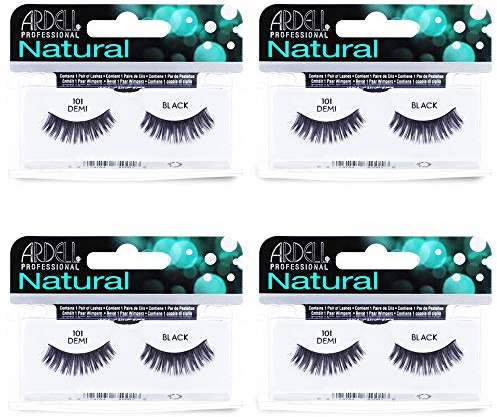 Ardell False Eyelashes Demi 101 - Black, Full Volume, Rounded Strip Wispy Lashes for a Natural Look, 4 Pack