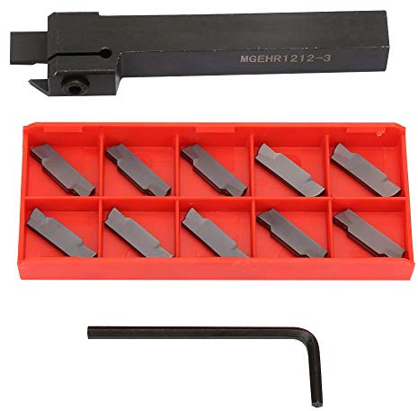 School Season Grooving Parting Tool Holde Kits,MGEHR1212-3 Lathe Cut-Off Grooving Parting Tool Holder with 10pcs Inserts