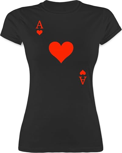 Shirtracer - Shirt Damen - & Fasching - Herz Ass Kartenspiel Karneval Kostüm I Ace of Hearts