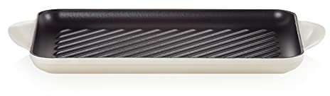 LE CREUSET Grill rettangolare Tradition in ghisa vetrificata, 32 cm, Bianco Meringue, 20202327160460