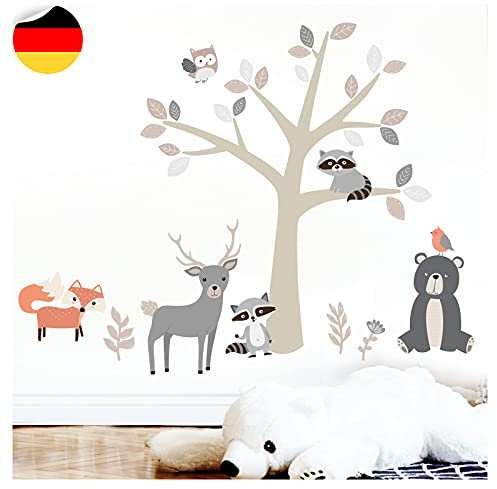Little Deco Wandtattoo Waldbewohner & Baum DL519 L - 145 x 92 cm (BxH)