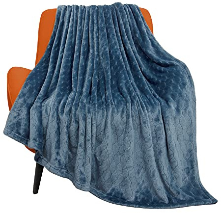 TOONOW Fleece Blanket Super Soft Plush Throw Blanket 50 x 60 Cozy Fuzzy Bed Blankets Geometric Pattern Comfy Microfiber Flannel Blankets for Couch, Bed, Sofa, Navy Blue
