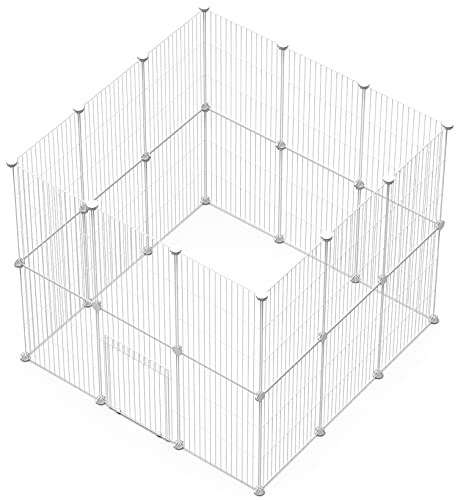 Langxun Bricolaje con Puerta Valla para Mascotas de Animales pequeños, Jaula de Conejos, Jaula de cobayas, Cachorros, Valla para Gatitos(43 * 32 24PCS)