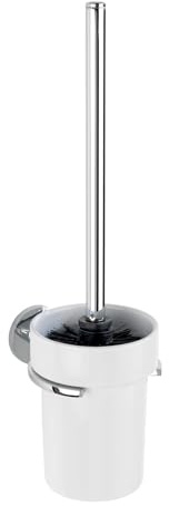 WENKO WC-Garnitur Mod. UV-Loc Isera Toilettenbürstenhalter Wandhalter ohne Bohren UV-Kleber Kleben Bad-Accessoires Badezimmer selbstklebend Chrom Keramik Zinkdruckguss 11 x 35 x 15 cm schwarz