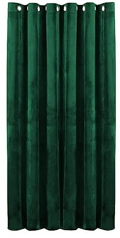 Hafaa Emerald Green Blackout Curtain for Bedroom – 66 wide x 84 inch drop Super Soft Crushed Velvet Curtains for Living Room – 1 Panel Eyelet Curtain with Matching Tie Back (168cm x 213cm)