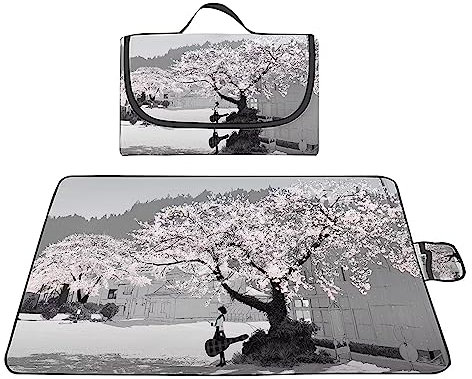 TengYuer Picknickdecke 180x200cm Stranddecke Wasserdicht Sandfrei Isoliert Faltbar Strandmatte mit Tragegriff Outdoor Campingdecke XXL für Camping Parks Strände Picknick Grau Anime