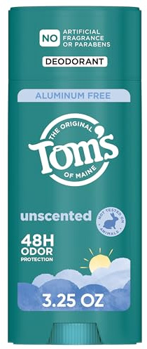 Tom's of Maine Unscented Déodorant naturel pour homme et femme, sans aluminium, 90 ml