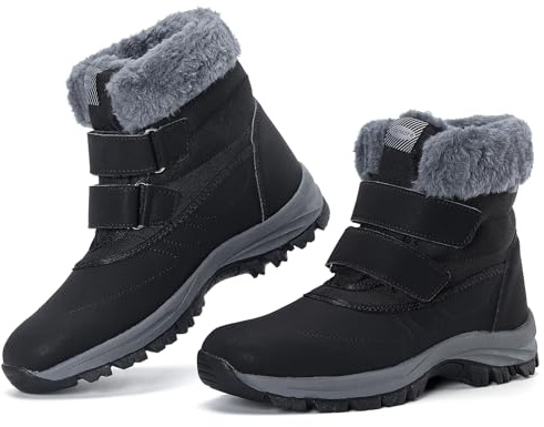 cdsnxore Women's Winter Snow Boots Waterproof Ankle Hiking Boots for Outdoor with Warm Comfortable Faux Fur Lining,Magic Buckle Anti Slip