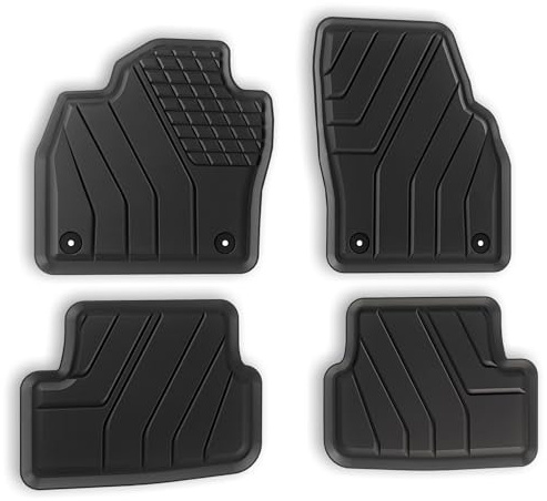 Gummifußmatten Set 4-teilig für Audi A1, Seat Ibiza, Skoda Fabia, VW Polo | Passgenau, Allwetter Automatten, formstabil, hoher Rand, wasserdicht, rutschfest, Serienbefestigung,