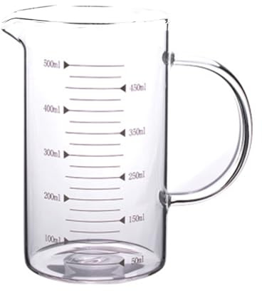 500ML Glass Measuring Jug Cup with Handle Clear Measurements for Baking Cooking Liquid, Easy to Read High Borosilicate Glass Beaker