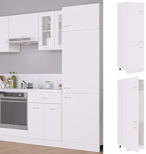 LAPOOH Kühlumbauschrank Weiß 60x57x207 cm Holzwerkstoff, Küche Hochschrank, Küchenschrank, Mehrzweckschrank, Besenschrank, Küchenhochschrank - 802538