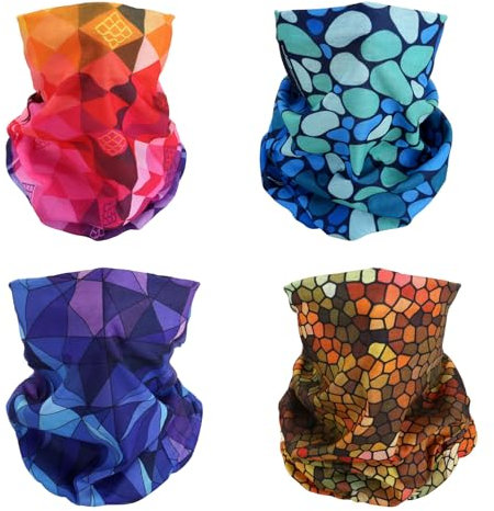 SMEHCF 4 Mehrzweck Bandanas für Damen Herren Stirnband Sturmhaube Haar Kopftuch Gesicht Halbmaske Halsmanschetten atmungsaktiv wiederverwendbar waschbar Regentropfen Regenbogen Hive Lila