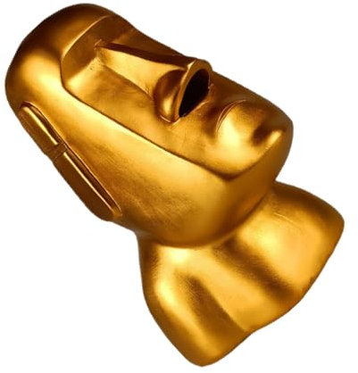 IMIKEYA Kosmetiktuchhalter aus Kunstharz im Moai Steinstatuen Design Goldene Taschentuchbox Lustig und Robust Wohndekoration für Einweihungsparty oder Geburtstag