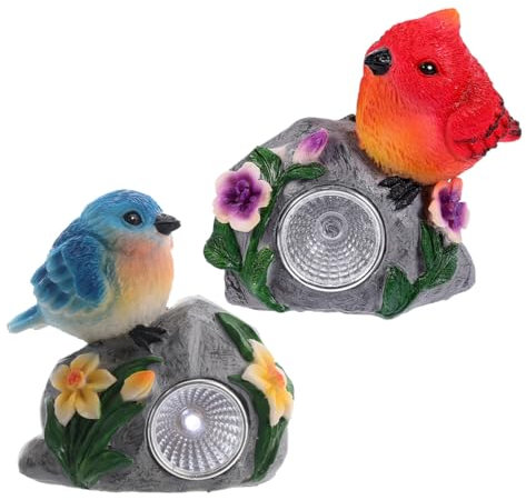 Veemoon 2stücke Solar Vogel Lampe Dekorative Gartenleuchte Für Innen Und Außen Für Garten Balkon Und Terrasse Mit Niedlichem Vogelmotiv