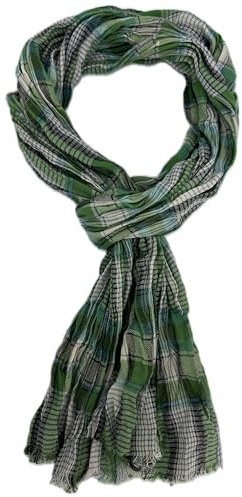 Rotfuchs Leichter Baumwollschal Damenschal Herrenschal Knitterlook Karo Muster in grün blau weiß Made in Germany