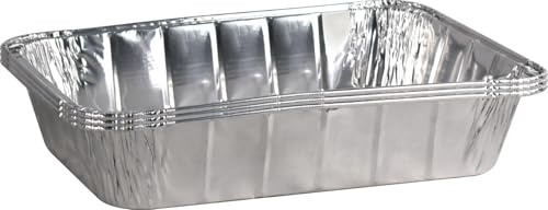 Catergold Aluminium Food Container Lasagna Tray with Lid Silver Foil Tin Food Tray Disposable Reusable for Meal Prep Cooking Baking Roasting BBQ Freezer Storage (3Pcs Large Tray 37x26x7cm)