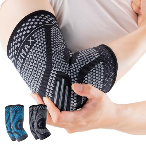 INDEEMAX Ellenbogenbandage Tennisarm bandage für Männer Damen, Kompression Ellenbogen Bandage für Tennisarm, Golferarm, Sports, Sehnenentzündung, Arthritis, Schwarz, L