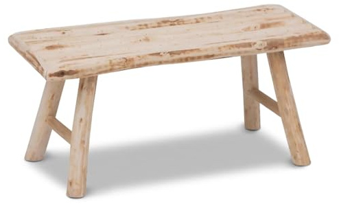 TIENDA EURASIA - Taburete de Madera Natural | Taburetes Bajos | Diseño Escandinavo | Color Crudo | Medida 26x70x31 cm | Taburete Madera Bajo | Decoración Interior y Exterior