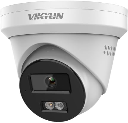 VIKYLIN 8MP 4K PoE Camera with Human/Vehicle Detection, CCTV Security Camera with Light Alarm and Two Way Audio,100ft Full Colour Night Vision Camera,24/7 Recoding 512GB SD Slot Compatible Hik vision