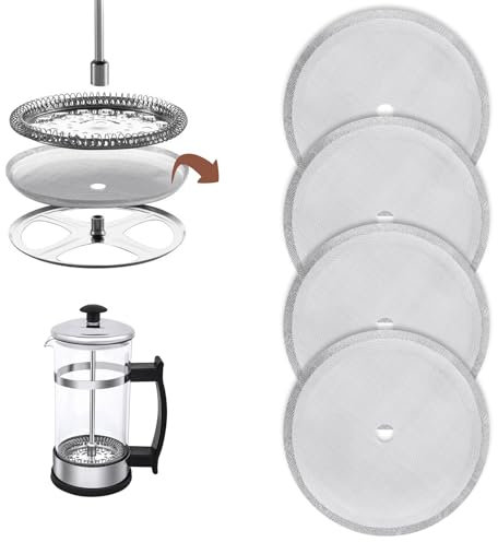 HOTUT Filtre de Presse Française, 4 Pièces Filtres à Tamis de Rechange pour Presse Française, 100 Mailles Filtres de Rechange en Maille pour Cafetière, pour 1000 ml Café de Presse Française Fabricants