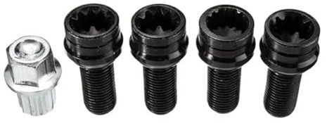 car wheel bolts Compatible With VW For Golf 1 Set M14x1.5mm Steel Wheels Screw Bolt Key Lock Lug Nut Set Long Steel Lug Bolts Tire Studs OEM:8D0601139F