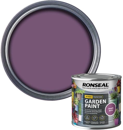 AOC24 Garden Fence Paint 250ml – Multi-Surface Exterior Paint for Wood, Brick, Metal, Stone & Terracotta – Waterproof, Resists Fading, Matt Finish for Sheds, Fences, Garden Furniture Purple Berry