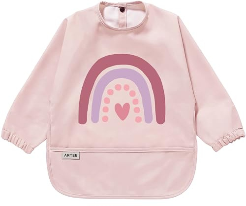 ARTEE Ärmellätzchen beschichtet wasserfest abwischbar Lätzchen mit Ärmeln, Baby, Wasserdichtes Lätzchen, ideal als Geschenk