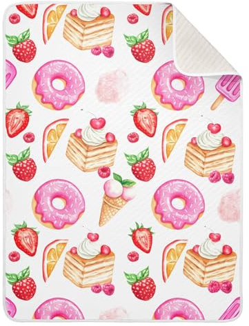 Sevdomey Couverture crème glacée pour bébé, cadeaux de nouveau-né pour filles et garçons, couverture de réception de nouveau-né en coton doux pour les tout-petits unisexe, 76 x 101 cm