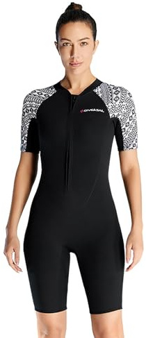LEIDIMUS Combinaison shorty en néoprène pour femme M 3 mm pour homme et femme, combinaison de plongée une pièce avec fermeture éclair arrière, à manches courtes, pour la plongée en apnée, le kayak, la