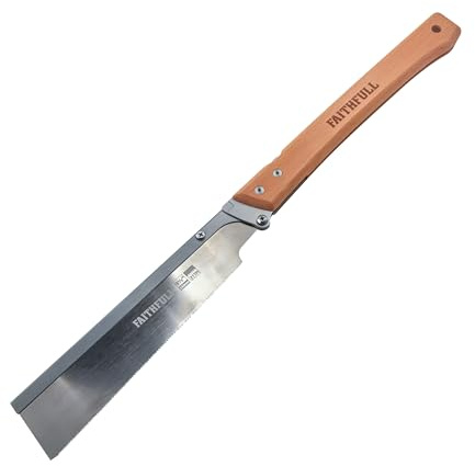 Faithfull Folding Pull Saw 240mm (9 ½ in) – Compact Japanese Style Hand Saw, SK5 Steel Blade with 21 TPI Triple-Ground Teeth & FSC Wooden Handle for Fine Woodworking & Joinery