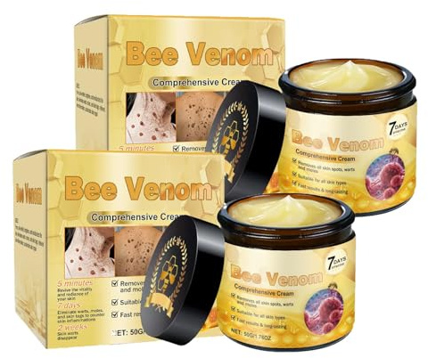 Bee Venom Skin Restoration Cream, Bee Venom Comprehensive Creams, Firming Moisturizing & Repair Reduces Blemishes for All Skin Type (2 Bottle*60ML)