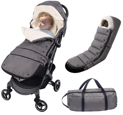 auvstar Coprigambe Passeggino Universale,Sacco Termico Per Bebè con Allungato,Sacco a pelo Passeggino Grande Invernale,Antiscivolo,Antivento,Termico (Grigio)