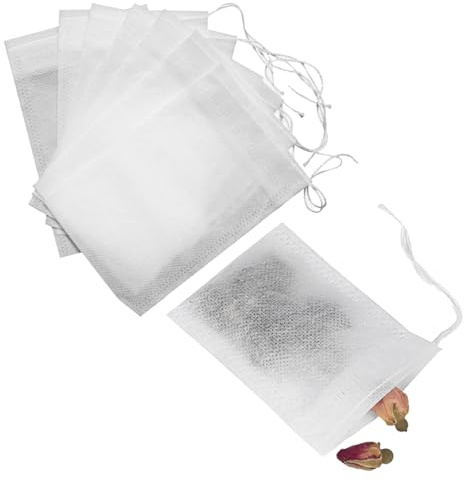 100PCS Reusable Tea Filter Bag with Drawstring Teabag Empty Reusable Teabag | Reusable Tea Bags Empty Tea Bag, Teafilter, Reusable Tea Bag for Loose Tea Infuser for Loose Tea, Coffee & Spices (7X9Cm)