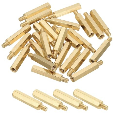 PATIKIL M4 Messing Sechskant Abstandshalter 25 Stück PCB Motherboard Abstandsschrauben Für Drohne Quadcopter Computerbau Elektronikprojekte Leiterplatte Gold (M4 x 25mm+6mm)