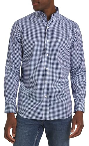 Chaps Men's Classic Fit Long Sleeve Button Down Stretch Poplin Casual Shirt, Royal Blue, XX-Large