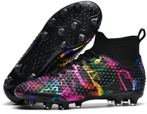 IFIKK Scarpe da calcio da uomo, design alla moda, multicolore, suola antiscivolo per terreno solido e erba artificiale, alla moda, perfette per allenamento e competizioni, 37 EU