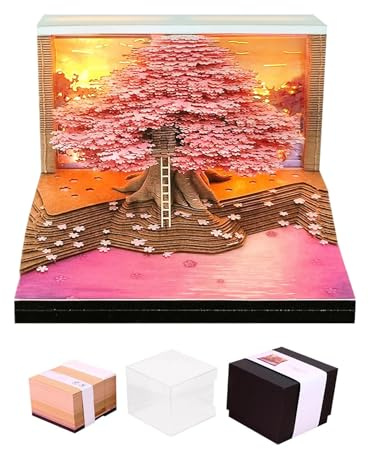 3D-Zeitmess-Kalender 2026, abreißbar, 3D-Notizblock, Wochenkalender, DIY, Papierschnitzerei, Skulptur, Baumhaus, Kunstblock, Schreibtischkalender mit Lichtern für Zuhause, Büro, Tischdekoration